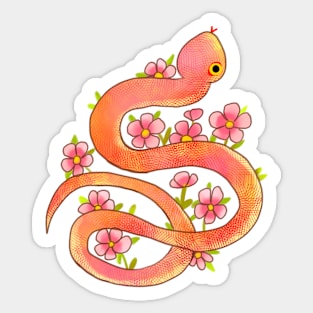 watercolor snake with flowers Sticker